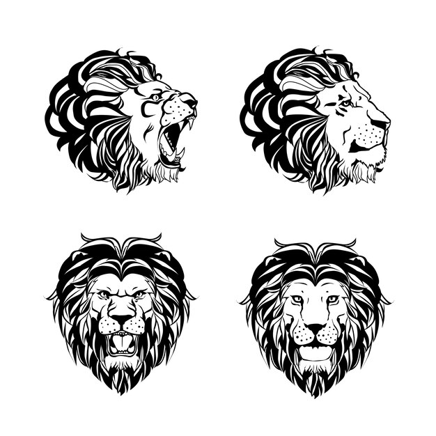 Collection Of Four Engravings With Lion Head