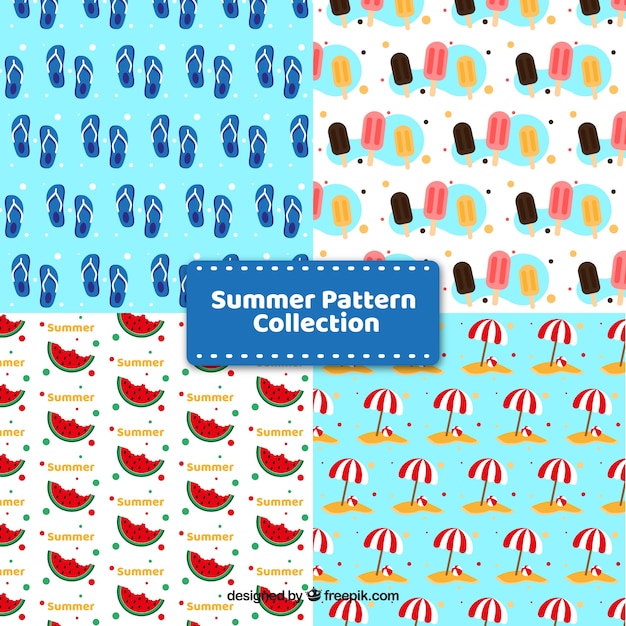 Free Vector collection of four summer patterns