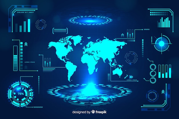 Free Vector collection of futuristic infographic elements