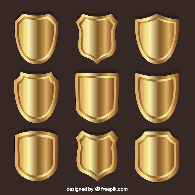 Free Vector collection of golden shields