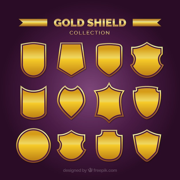 Free vector collection of golden shields