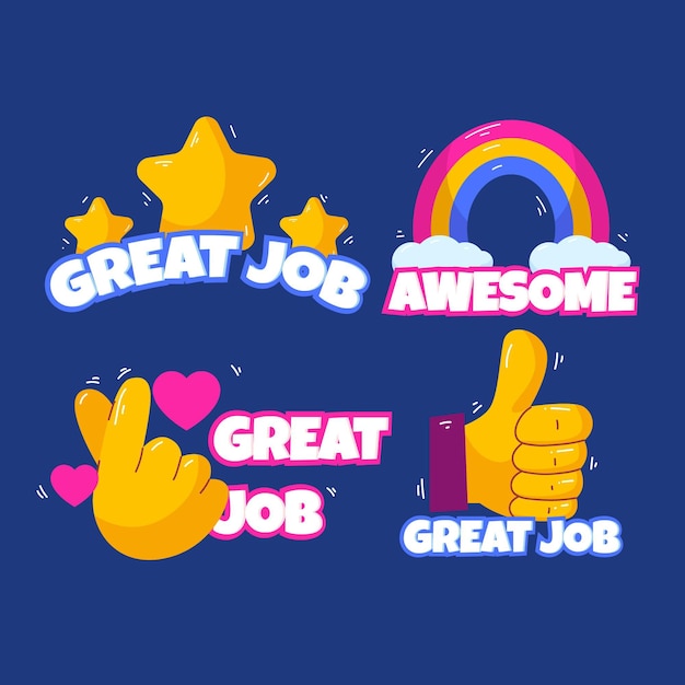 Free vector collection of great job and good job stickers