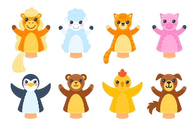 Free Vector collection of hand drawn adorable hand puppets