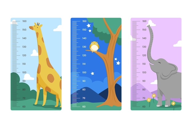 Free Vector collection of hand drawn height meter for kids illustrated