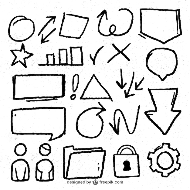 Free vector collection of hand-drawn items for infographics