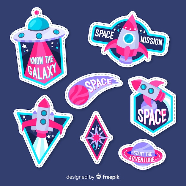 Free vector collection of hand drawn space stickers