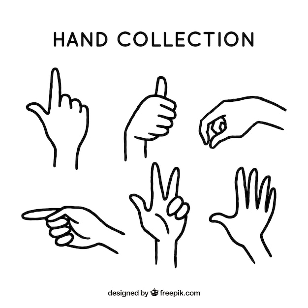 Collection of hand gesture sketches