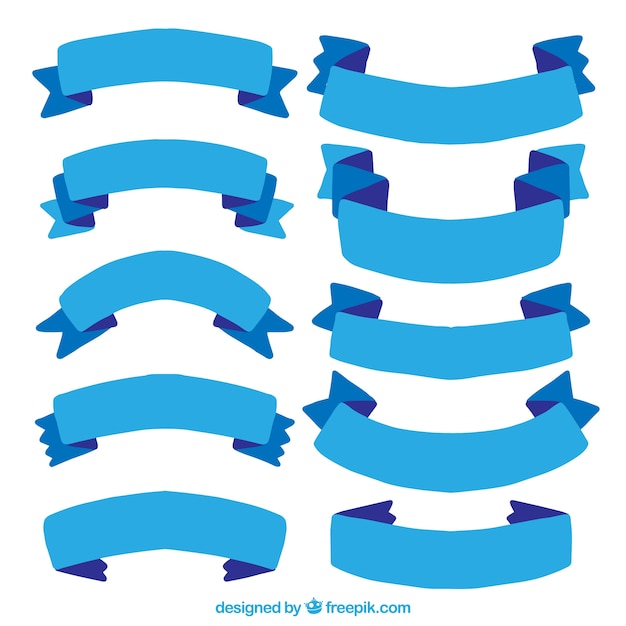 Free Vector collection of hand-painted blue ribbons