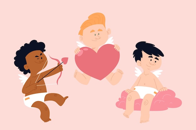 Collection of illustrated cupid character