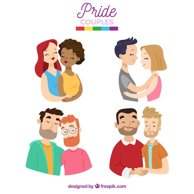 Free Vector collection of lgtb pride couple