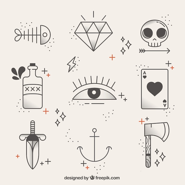 Free Vector collection of linear tattoos