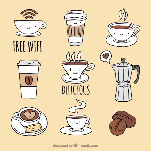 Free Vector collection of nice coffee shop elements