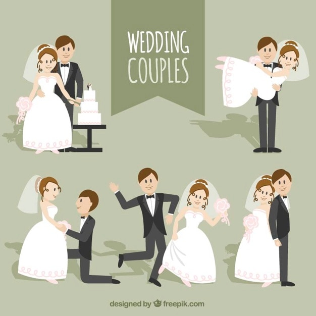 Free Vector collection of nice wedding couples