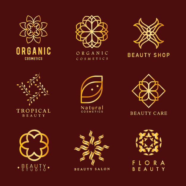 Free Vector collection of organic cosmetics logo vector