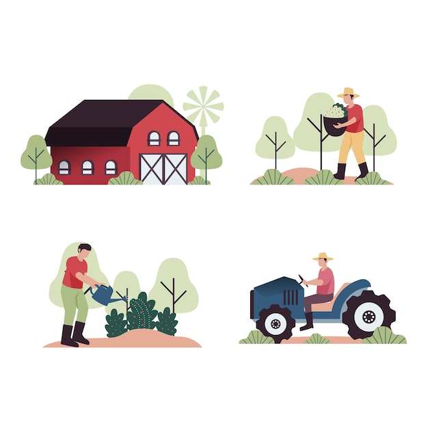 Free vector collection of organic farming concept