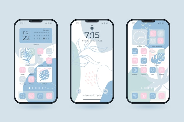 Free vector collection of pastel home screens