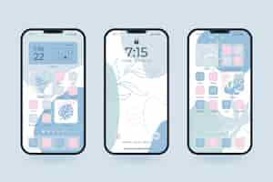 Free vector collection of pastel home screens