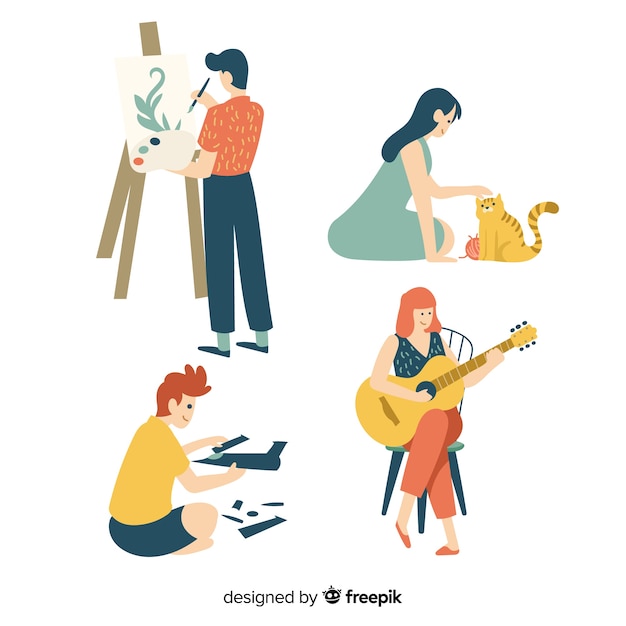 Free vector collection of people enjoying their free time