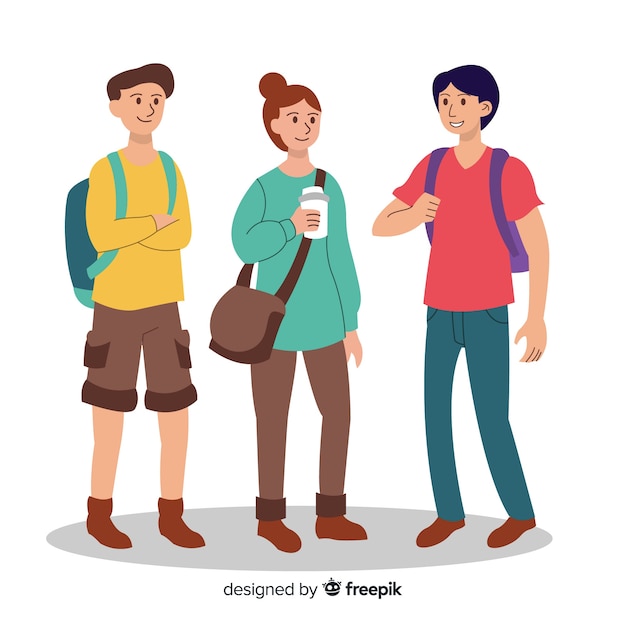 Free Vector collection of people going to university