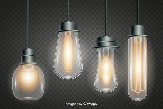 Free Vector collection of realistic light bulbs