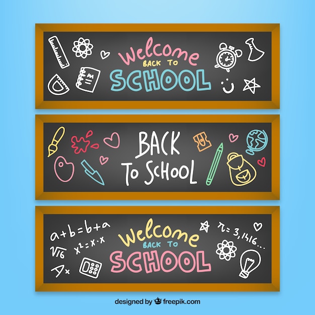 Free vector collection of school banners with drawings