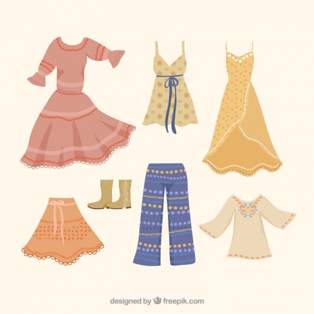 Free Vector collection of stylish boho clothes