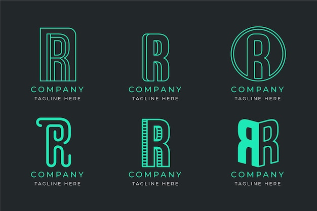 Collection of templates with flat r logos