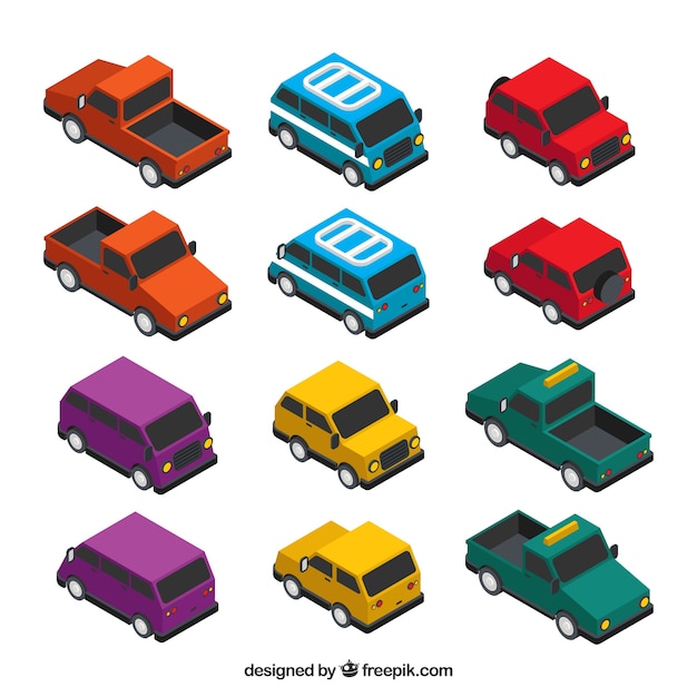 Free Vector collection of transports in isometric style