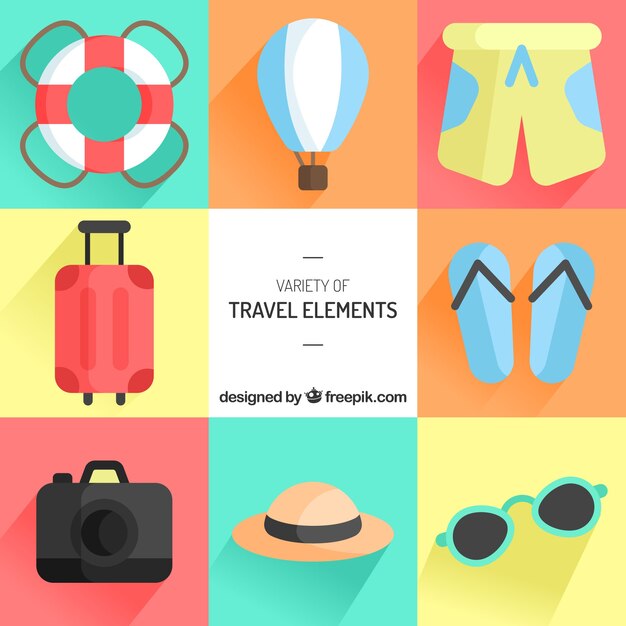 Collection of travel element in flat design