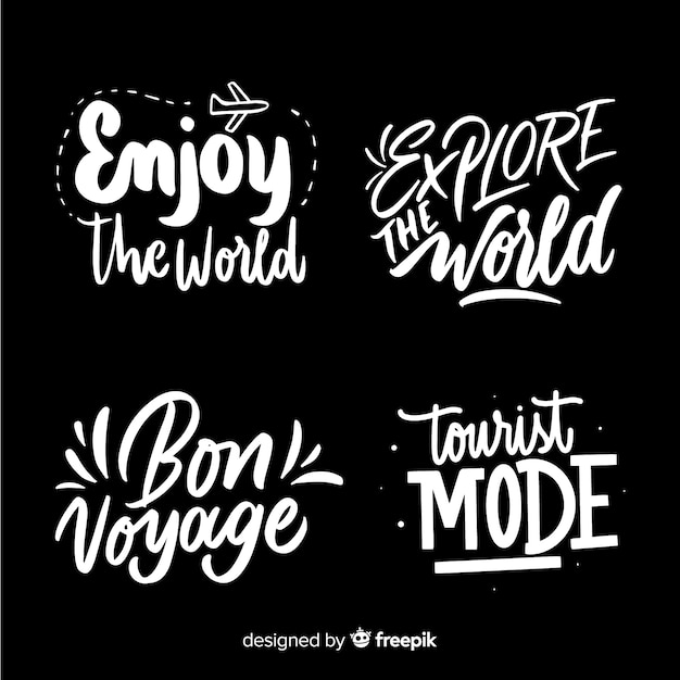 Free Vector collection of travel lettering badges