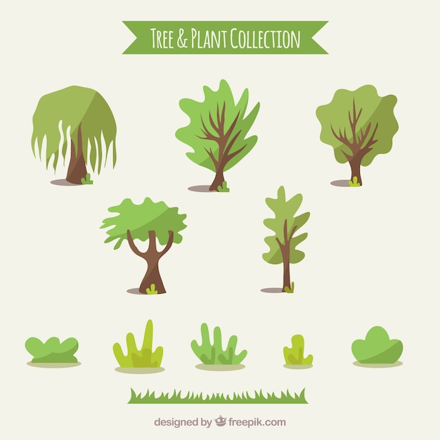 Free vector collection of trees and shrubs