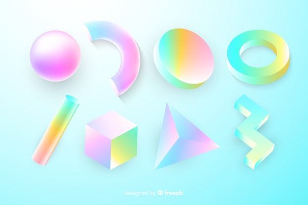 Free Vector collection of tridimensional geometric shapes