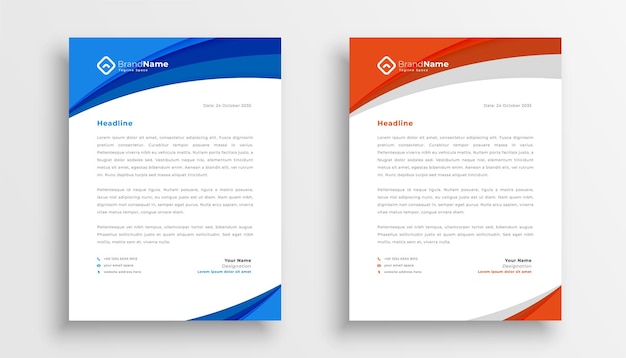 Free Vector collection of two professional letterhead template a formal document