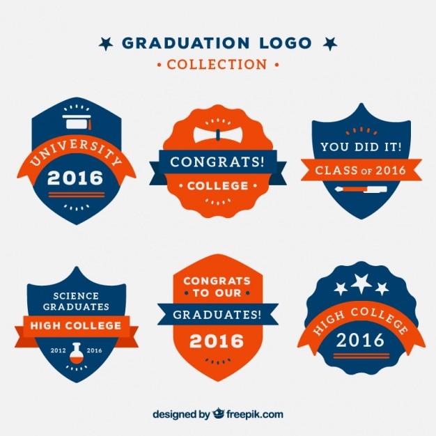 Free Vector collection of vintage graduation logos 