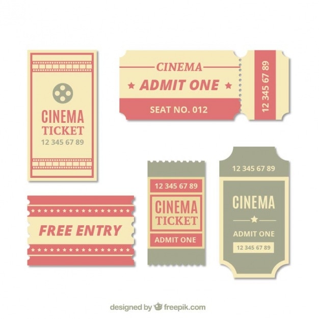 Free vector collection of vintage movie tickets