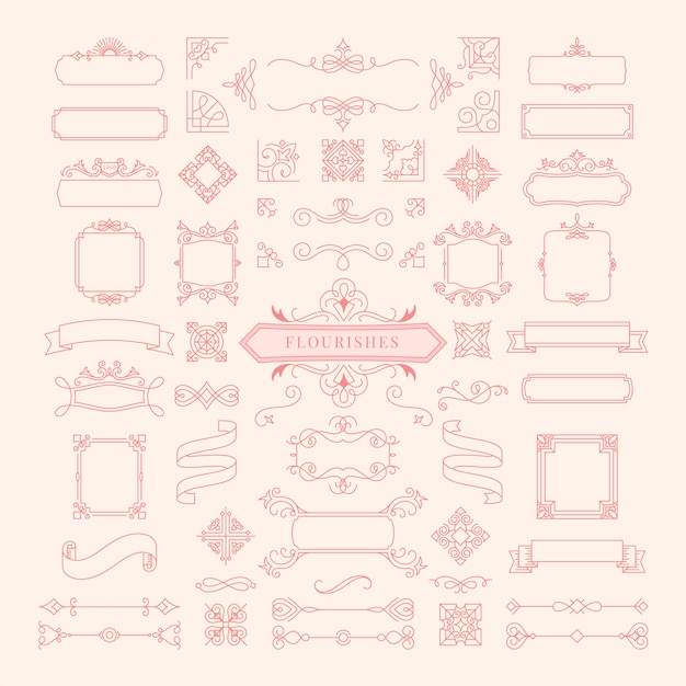 Collection of vintage ornament frame illustration