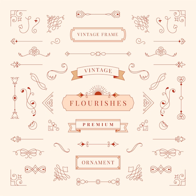 Free vector collection of vintage ornament frame illustration