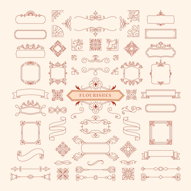 Free vector collection of vintage ornament frame illustration