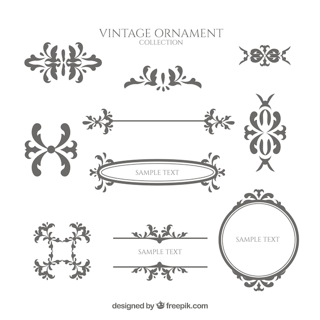 Free Vector collection of vintage ornaments