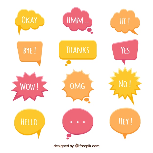 Free Vector collection of vintage speech bubble with words