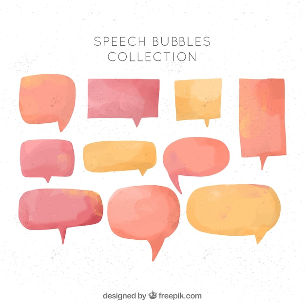 Free Vector collection of watercolor dialogue balloons