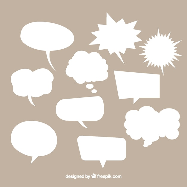 Collection of white comic speech bubble