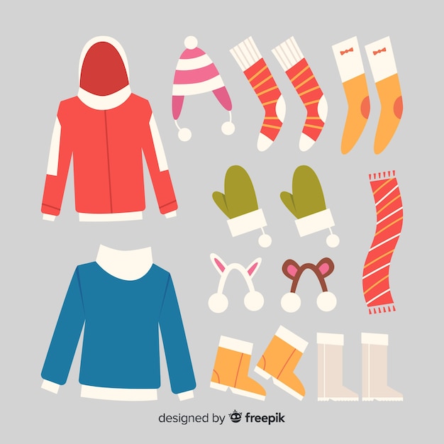 Free Vector collection of winter clothes