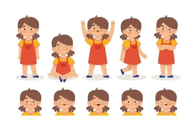 Free Vector collection of young woman poses