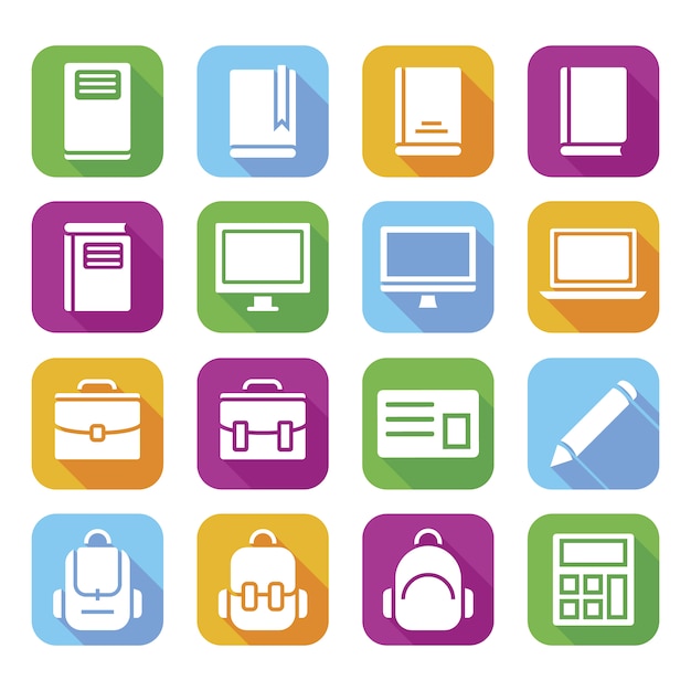 Free vector color academic icon collection