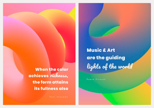 Free Vector color aesthetic banner template, gradient fluid design with inspirational quote vector set