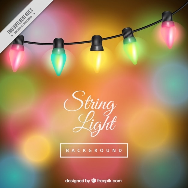 Free Vector colored bokeh background with string lights