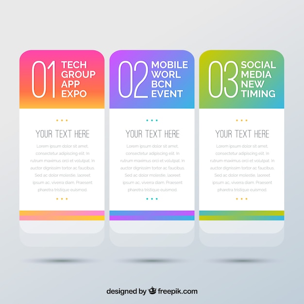 Free vector colored infographic banners