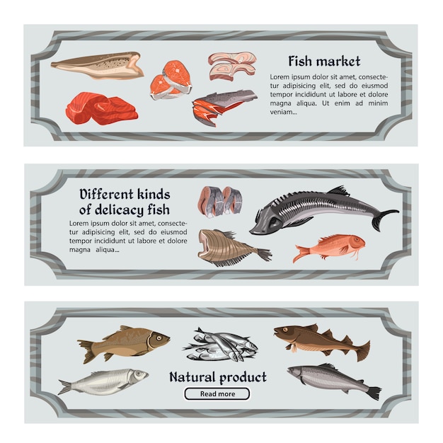 Colored Marine Food Horizontal Banners