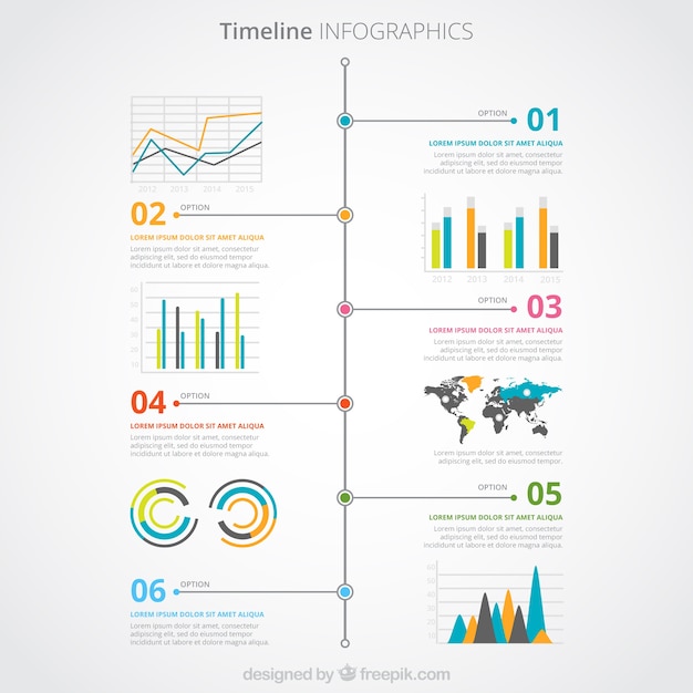 Colored timeline infographic